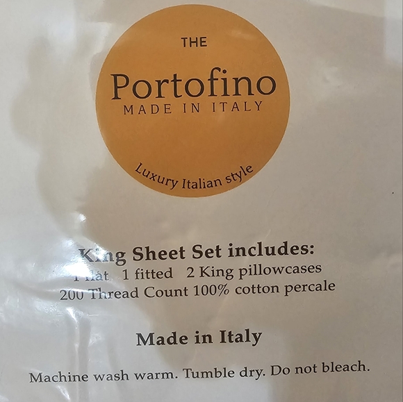 Portofino Luxury Italian King Sheet Set White Cotton - Picture 6 of 12